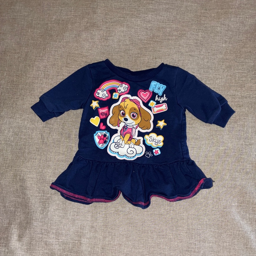 Navy Skye Paw Patrol Peplum Dress Top - Navy with Pink Accents
